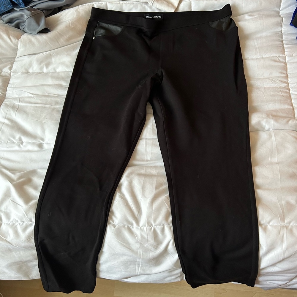 DKNY very stretchy pants with leather detail
